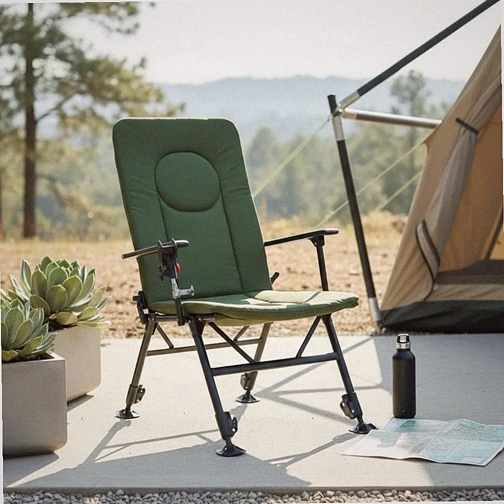 Adjustable Folding Fishing Chair Reclining Camp Chair for Anglers, Campers