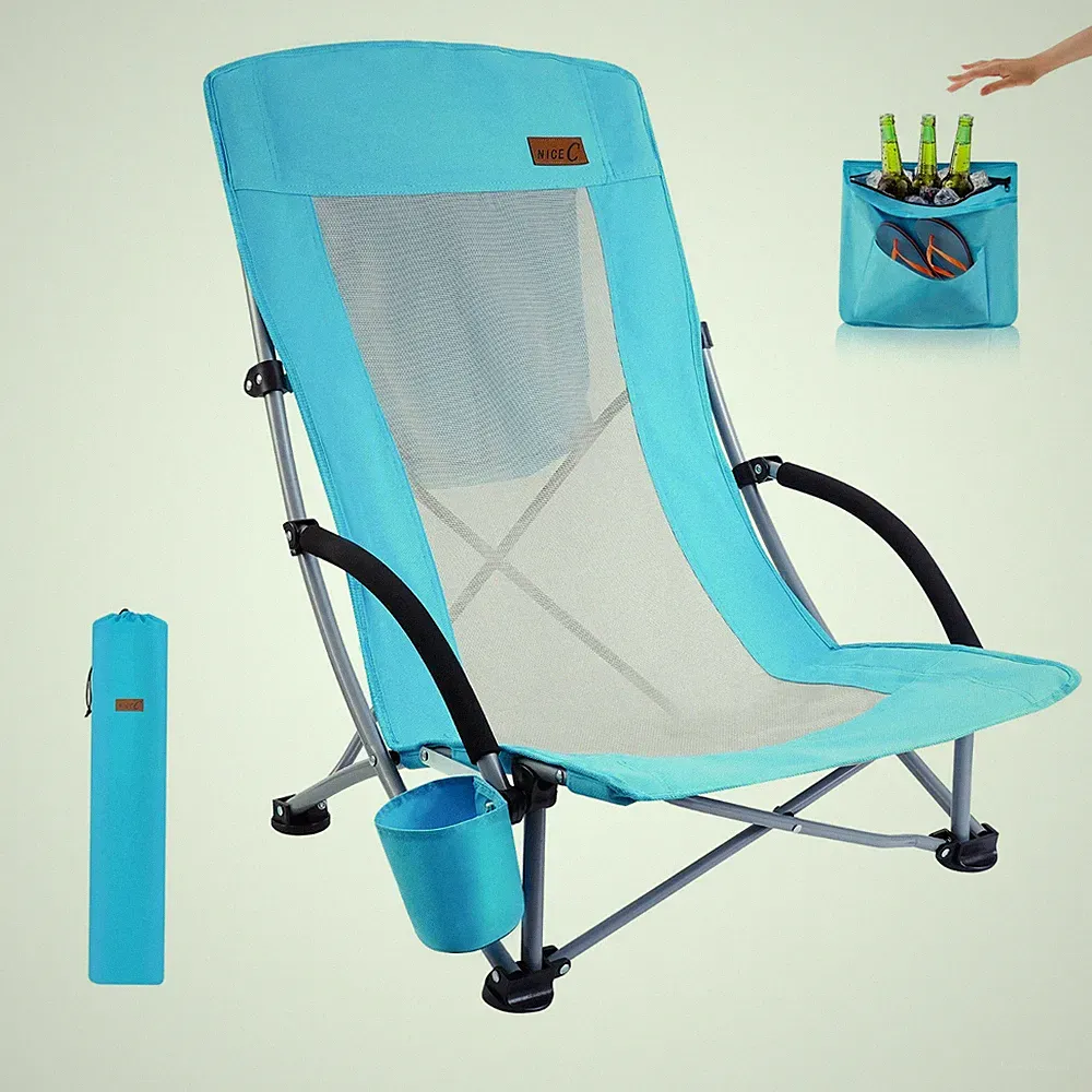 Beach Chair Beach Chairs for Adults Folding Camping Chair for Adults with Cooler