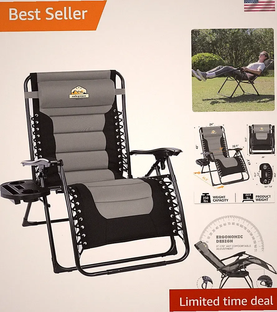 Black Anti-Gravity Lounge Chair - Compact & Foldable for Outdoor Relaxation