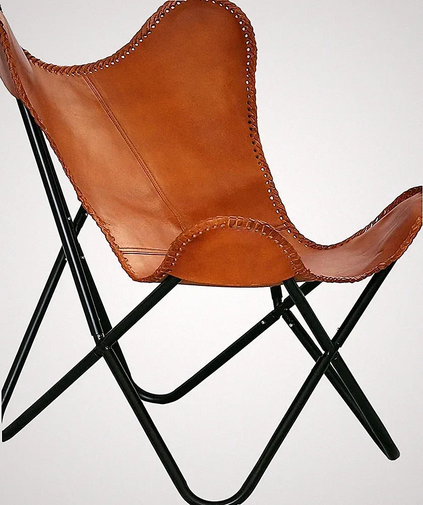 Butterfly Chair Best Quality Realaxing Leather With Iron Stand For Office
