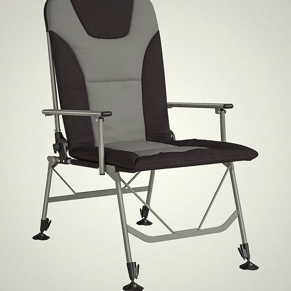 Camping Chair Padded Reclining Folding Chair with Wide Armrests for Adults Black