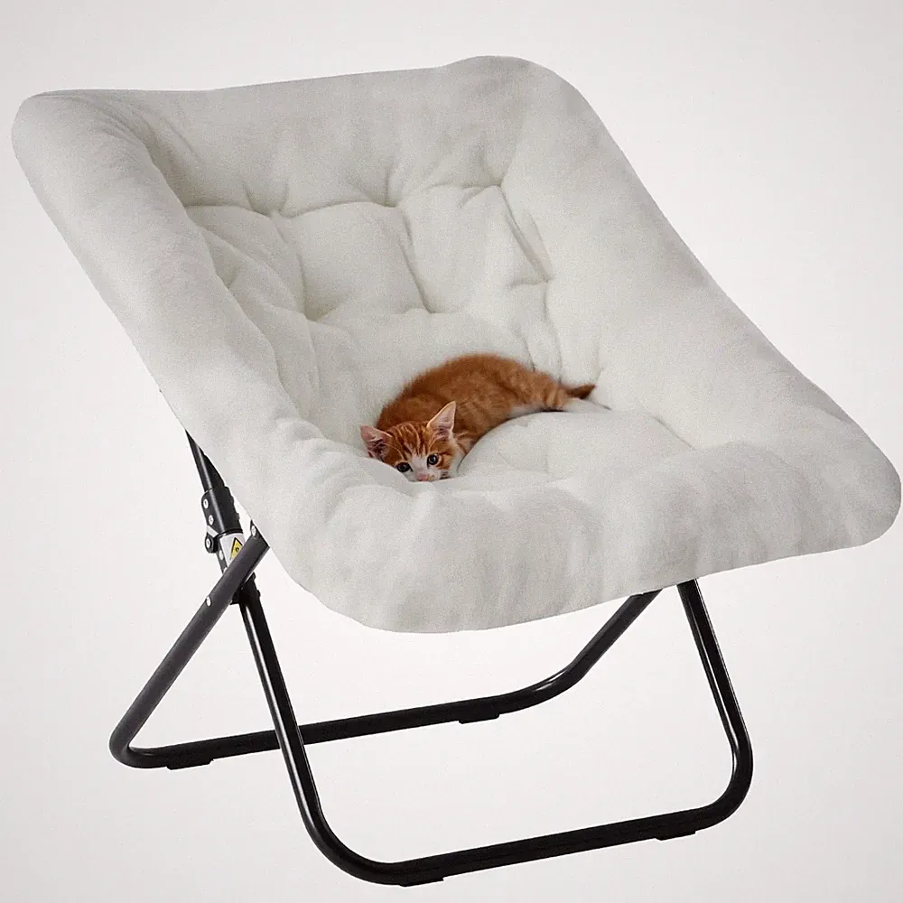 Comfy Chair for Adults, Soft Faux Fur Folding Lounge for Bedroom Living Room Dor