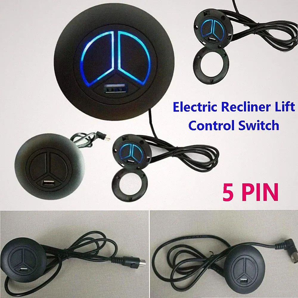 Electric Recliner Lift Sofa Chair Button Switch 5Pin Remote Control USB Charger