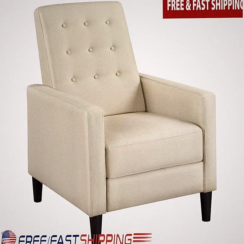 Recliner Chair Tufted Back Foam Fill Adjustable Footrest Home Furniture New