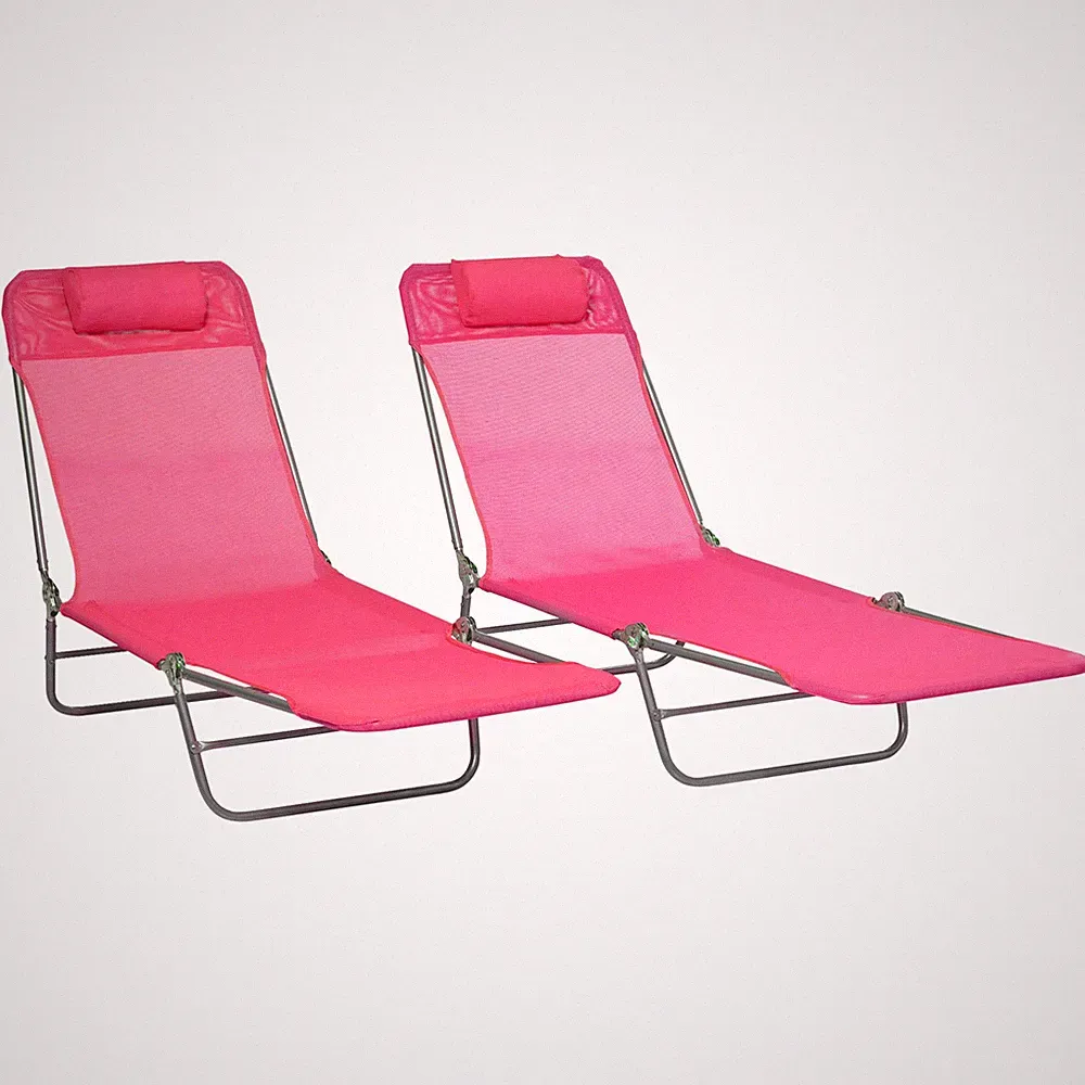 Set of 2 Folding Chaise Lounge Pool Sun Tanning Chair for Beach Patio Outdoor