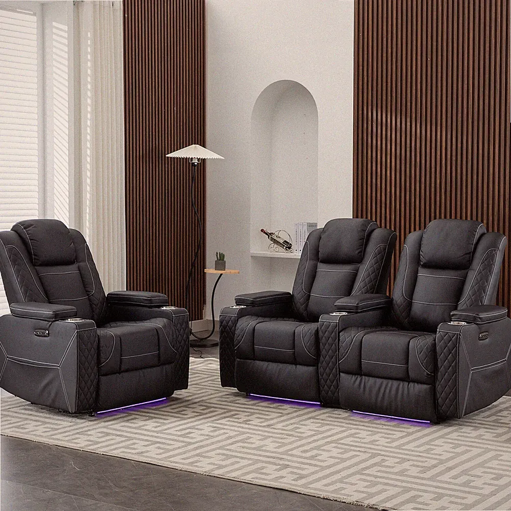 SnyFivv Faux Leather Home Theater Seat Sofa Power Recliner Chairs for Livingroom